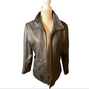 Marc New York Andrew Marc black leather full zip up jacket Petite Medium